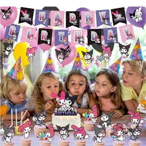 SOLD Kuromi My Melody Birthday Party Themed. Cake Topper, 24 cupcake toppers